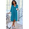 image:imageEkouaer Women Lace Maternity Nursing Gown and 34 Sleeve Robe Set Double Layer Breastfeeding Nightgown Slip Dress amp BathrobeBlue Green