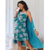 image:imageEkouaer Women Lace Maternity Nursing Gown and 34 Sleeve Robe Set Double Layer Breastfeeding Nightgown Slip Dress amp BathrobeBlue Green Floral