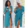 image:imageEkouaer Women Lace Maternity Nursing Gown and 34 Sleeve Robe Set Double Layer Breastfeeding Nightgown Slip Dress amp BathrobeBlue Green Floral