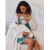 image:imageEkouaer Women Lace Maternity Nursing Gown and 34 Sleeve Robe Set Double Layer Breastfeeding Nightgown Slip Dress amp BathrobeBlue Green Floral