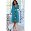 image:imageEkouaer Women Lace Maternity Nursing Gown and 34 Sleeve Robe Set Double Layer Breastfeeding Nightgown Slip Dress amp BathrobeBlue Green Floral