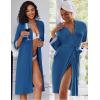 image:imageEkouaer Women Lace Maternity Nursing Gown and 34 Sleeve Robe Set Double Layer Breastfeeding Nightgown Slip Dress amp BathrobeDark Blue