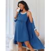 image:imageEkouaer Women Lace Maternity Nursing Gown and 34 Sleeve Robe Set Double Layer Breastfeeding Nightgown Slip Dress amp BathrobeDark Blue