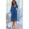 image:imageEkouaer Women Lace Maternity Nursing Gown and 34 Sleeve Robe Set Double Layer Breastfeeding Nightgown Slip Dress amp BathrobeDark Blue