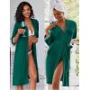 image:imageEkouaer Women Lace Maternity Nursing Gown and 34 Sleeve Robe Set Double Layer Breastfeeding Nightgown Slip Dress amp BathrobeLake Green