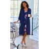 image:imageEkouaer Women Lace Maternity Nursing Gown and 34 Sleeve Robe Set Double Layer Breastfeeding Nightgown Slip Dress amp BathrobeNavy Blue Floral