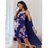 image:imageEkouaer Women Lace Maternity Nursing Gown and 34 Sleeve Robe Set Double Layer Breastfeeding Nightgown Slip Dress amp BathrobeNavy Blue Floral