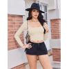image:imageEkouaer Womens Long Sleeve Square Neck Crop Top Ribbed Slim Fitted Going Out Y2K Tops Casual Basic Shirts TeeBeige