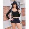 image:imageEkouaer Womens Long Sleeve Square Neck Crop Top Ribbed Slim Fitted Going Out Y2K Tops Casual Basic Shirts TeeBlack