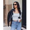 image:imageEkouaer Womens Long Sleeve Square Neck Crop Top Ribbed Slim Fitted Going Out Y2K Tops Casual Basic Shirts TeeCool White