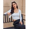 image:imageEkouaer Womens Long Sleeve Square Neck Crop Top Ribbed Slim Fitted Going Out Y2K Tops Casual Basic Shirts TeeCool White