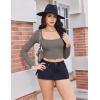image:imageEkouaer Womens Long Sleeve Square Neck Crop Top Ribbed Slim Fitted Going Out Y2K Tops Casual Basic Shirts TeeDark Grey