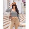 image:imageEkouaer Womens Long Sleeve Square Neck Crop Top Ribbed Slim Fitted Going Out Y2K Tops Casual Basic Shirts TeeHeather Grey