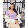 image:imageEkouaer Womens Long Sleeve Square Neck Crop Top Ribbed Slim Fitted Going Out Y2K Tops Casual Basic Shirts TeePurple