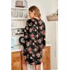 image:imageEkouaer Womens Nightgown V Neck Striped Button Down Sleepwear 34 Sleeves Nightshirts Soft Button Sleep Dress SXXLBlack Floral