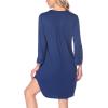 image:imageEkouaer Womens Nightgown V Neck Striped Button Down Sleepwear 34 Sleeves Nightshirts Soft Button Sleep Dress SXXLBlue