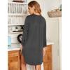 image:imageEkouaer Womens Nightgown V Neck Striped Button Down Sleepwear 34 Sleeves Nightshirts Soft Button Sleep Dress SXXLDeep Grey