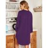 image:imageEkouaer Womens Nightgown V Neck Striped Button Down Sleepwear 34 Sleeves Nightshirts Soft Button Sleep Dress SXXLDeep Purple