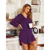 image:imageEkouaer Womens Nightgown V Neck Striped Button Down Sleepwear 34 Sleeves Nightshirts Soft Button Sleep Dress SXXLDeep Purple