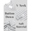 image:imageEkouaer Womens Nightgown V Neck Striped Button Down Sleepwear 34 Sleeves Nightshirts Soft Button Sleep Dress SXXLGrey Stripes