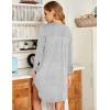 image:imageEkouaer Womens Nightgown V Neck Striped Button Down Sleepwear 34 Sleeves Nightshirts Soft Button Sleep Dress SXXLLight Grey