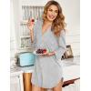 image:imageEkouaer Womens Nightgown V Neck Striped Button Down Sleepwear 34 Sleeves Nightshirts Soft Button Sleep Dress SXXLLight Grey