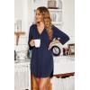 image:imageEkouaer Womens Nightgown V Neck Striped Button Down Sleepwear 34 Sleeves Nightshirts Soft Button Sleep Dress SXXLNavy Blue