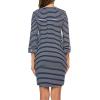 image:imageEkouaer Womens Nightgown V Neck Striped Button Down Sleepwear 34 Sleeves Nightshirts Soft Button Sleep Dress SXXLNavy Blue Stripes
