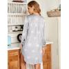 image:imageEkouaer Womens Nightgown V Neck Striped Button Down Sleepwear 34 Sleeves Nightshirts Soft Button Sleep Dress SXXLStar Print
