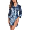 image:imageEkouaer Womens Nightgown V Neck Striped Button Down Sleepwear 34 Sleeves Nightshirts Soft Button Sleep Dress SXXLTie Dye Star Print