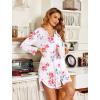 image:imageEkouaer Womens Nightgown V Neck Striped Button Down Sleepwear 34 Sleeves Nightshirts Soft Button Sleep Dress SXXLWhite Floral