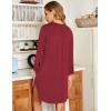 image:imageEkouaer Womens Nightgown V Neck Striped Button Down Sleepwear 34 Sleeves Nightshirts Soft Button Sleep Dress SXXLWine Red