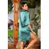 image:imageEkouaer Womens Satin Nightshirt Button Down Sleepshirt Silk 34 Sleeve Nightgown Boyfriend Notch Collar Sleepwear S3XLCeladon Green