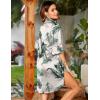 image:imageEkouaer Womens Satin Nightshirt Button Down Sleepshirt Silk 34 Sleeve Nightgown Boyfriend Notch Collar Sleepwear S3XLHawaiian Leaves Apricot Powder