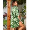 image:imageEkouaer Womens Satin Nightshirt Button Down Sleepshirt Silk 34 Sleeve Nightgown Boyfriend Notch Collar Sleepwear S3XLHawaiian Leaves White