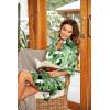 image:imageEkouaer Womens Satin Nightshirt Button Down Sleepshirt Silk 34 Sleeve Nightgown Boyfriend Notch Collar Sleepwear S3XLLeaf White