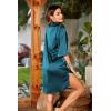 image:imageEkouaer Womens Satin Nightshirt Button Down Sleepshirt Silk 34 Sleeve Nightgown Boyfriend Notch Collar Sleepwear S3XLPeacock Blue
