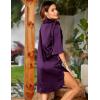 image:imageEkouaer Womens Satin Nightshirt Button Down Sleepshirt Silk 34 Sleeve Nightgown Boyfriend Notch Collar Sleepwear S3XLPurple