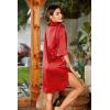 image:imageEkouaer Womens Satin Nightshirt Button Down Sleepshirt Silk 34 Sleeve Nightgown Boyfriend Notch Collar Sleepwear S3XLRed