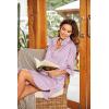 image:imageEkouaer Womens Satin Nightshirt Button Down Sleepshirt Silk 34 Sleeve Nightgown Boyfriend Notch Collar Sleepwear S3XLStriped Taro