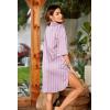 image:imageEkouaer Womens Satin Nightshirt Button Down Sleepshirt Silk 34 Sleeve Nightgown Boyfriend Notch Collar Sleepwear S3XLStriped Taro