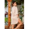image:imageEkouaer Womens Satin Nightshirt Button Down Sleepshirt Silk 34 Sleeve Nightgown Boyfriend Notch Collar Sleepwear S3XLStripes Champagne