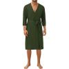 image:imageEkouaer Mens Lightweight Kimono Spa Robe Knit Bathrobe Soft Sleepwear 34 Sleeve Loungewear with Pockets SXXLArmy Green