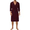 image:imageEkouaer Mens Lightweight Kimono Spa Robe Knit Bathrobe Soft Sleepwear 34 Sleeve Loungewear with Pockets SXXLDark Red