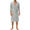 image:imageEkouaer Mens Lightweight Kimono Spa Robe Knit Bathrobe Soft Sleepwear 34 Sleeve Loungewear with Pockets SXXLLight Grey