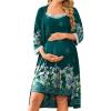 image:imageEkouaer Women Lace Maternity Nursing Gown and 34 Sleeve Robe Set Double Layer Breastfeeding Nightgown Slip Dress amp BathrobeLake Green Floral