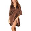 image:imageEkouaer Womens Satin Nightshirt Button Down Sleepshirt Silk 34 Sleeve Nightgown Boyfriend Notch Collar Sleepwear S3XLClay