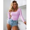 image:imageEkouaer 2 Pack Long Sleeve Shirts for Womens Scoop Neck Tops Slim Fit Undershirts Basic Thermal Tee ShirtBlackPurple