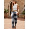 image:imageEkouaer Soft Pajama Pants for Women Elastic Waist Casual Lounge Yoga Pj Bottoms with PocketsBlack White Plaid