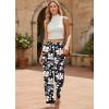 image:imageEkouaer Soft Pajama Pants for Women Elastic Waist Casual Lounge Yoga Pj Bottoms with PocketsFlowers Black